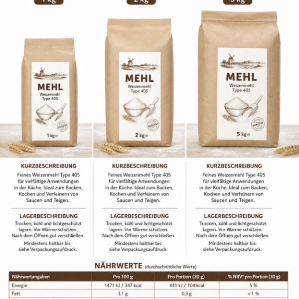 TESTPRODUKT Weizenmehl – 1 kg / 2 kg / 5 kg